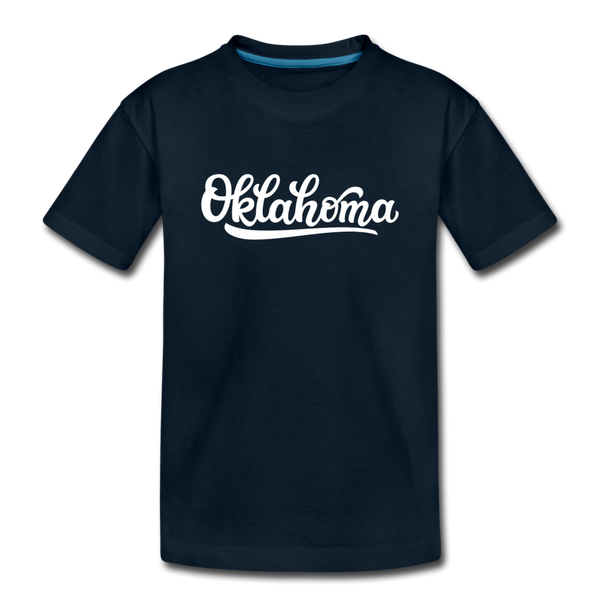 Oklahoma Youth T-Shirt - Hand Lettered Youth Oklahoma Tee - deep navy