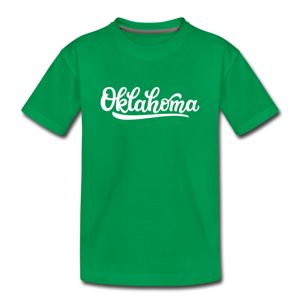 Oklahoma Youth T-Shirt - Hand Lettered Youth Oklahoma Tee - kelly green