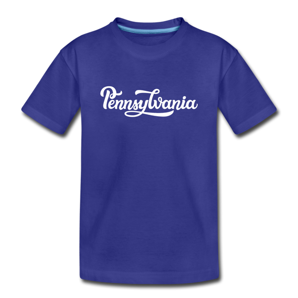 Pennsylvania Youth T-Shirt - Hand Lettered Youth Pennsylvania Tee - royal blue