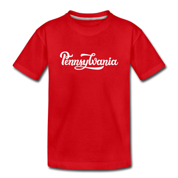 Pennsylvania Youth T-Shirt - Hand Lettered Youth Pennsylvania Tee - red