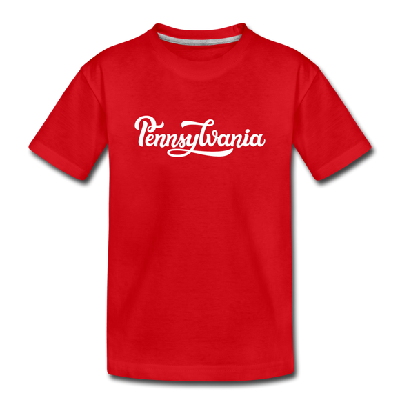 Pennsylvania Youth T-Shirt - Hand Lettered Youth Pennsylvania Tee - red