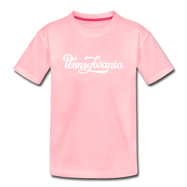 Pennsylvania Youth T-Shirt - Hand Lettered Youth Pennsylvania Tee - pink