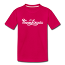 Pennsylvania Youth T-Shirt - Hand Lettered Youth Pennsylvania Tee - dark pink
