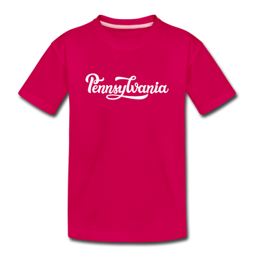 Pennsylvania Youth T-Shirt - Hand Lettered Youth Pennsylvania Tee - dark pink