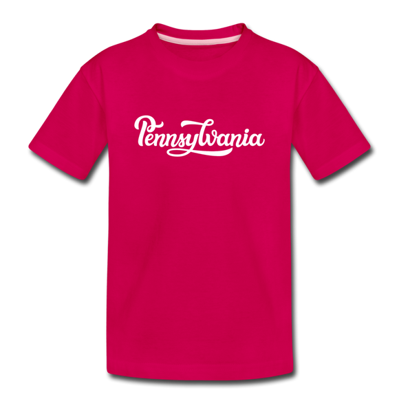 Pennsylvania Youth T-Shirt - Hand Lettered Youth Pennsylvania Tee - dark pink