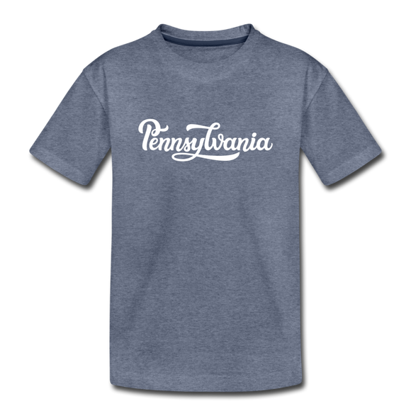Pennsylvania Youth T-Shirt - Hand Lettered Youth Pennsylvania Tee - heather blue