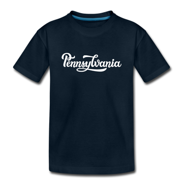 Pennsylvania Youth T-Shirt - Hand Lettered Youth Pennsylvania Tee - deep navy