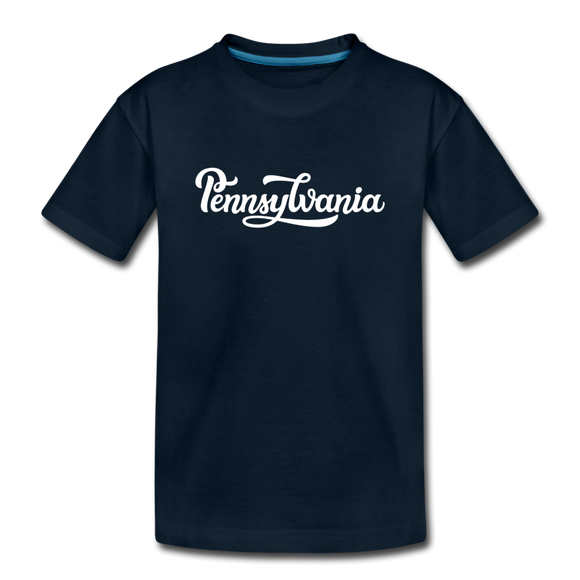 Pennsylvania Youth T-Shirt - Hand Lettered Youth Pennsylvania Tee - deep navy