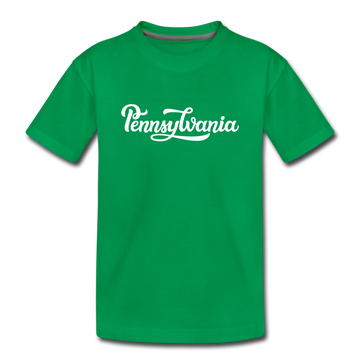 Pennsylvania Youth T-Shirt - Hand Lettered Youth Pennsylvania Tee - kelly green
