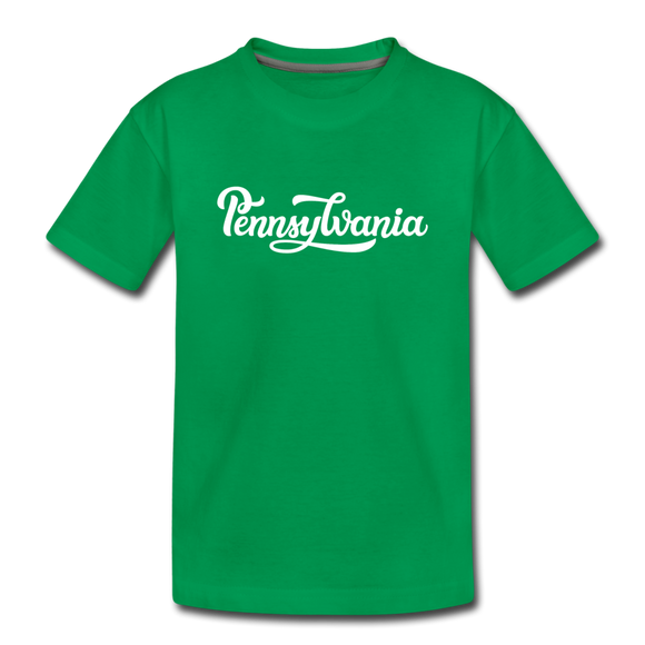 Pennsylvania Youth T-Shirt - Hand Lettered Youth Pennsylvania Tee - kelly green