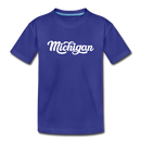 Michigan Youth T-Shirt - Hand Lettered Youth Michigan Tee - royal blue