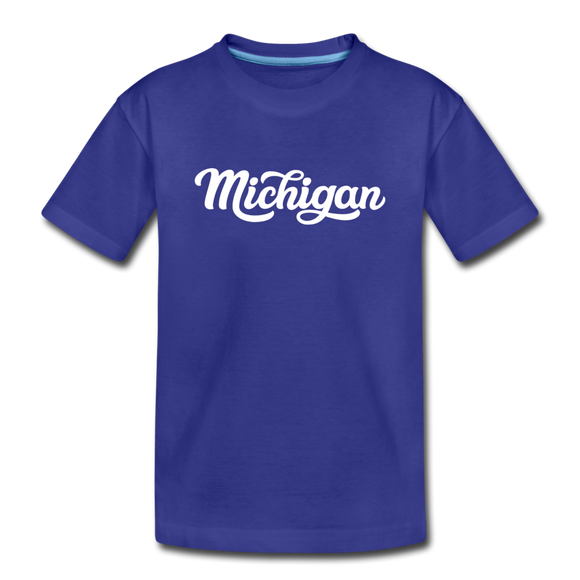 Michigan Youth T-Shirt - Hand Lettered Youth Michigan Tee - royal blue