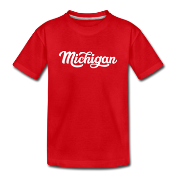 Michigan Youth T-Shirt - Hand Lettered Youth Michigan Tee - red