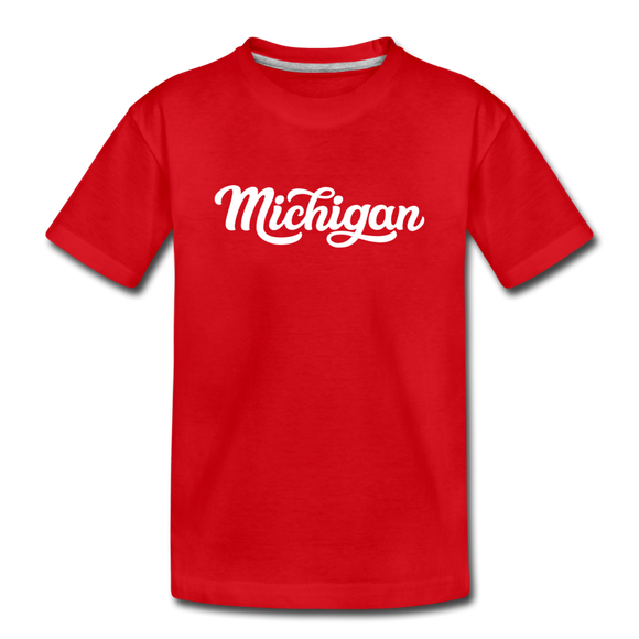 Michigan Youth T-Shirt - Hand Lettered Youth Michigan Tee - red