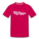 Michigan Youth T-Shirt - Hand Lettered Youth Michigan Tee - dark pink