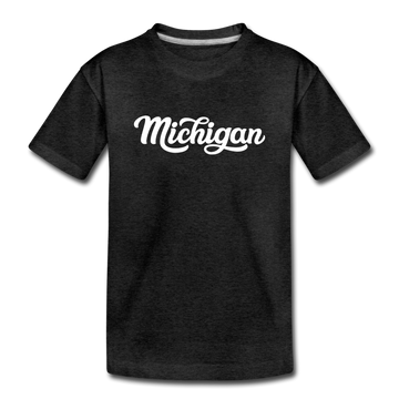 Michigan Youth T-Shirt - Hand Lettered Youth Michigan Tee - charcoal gray