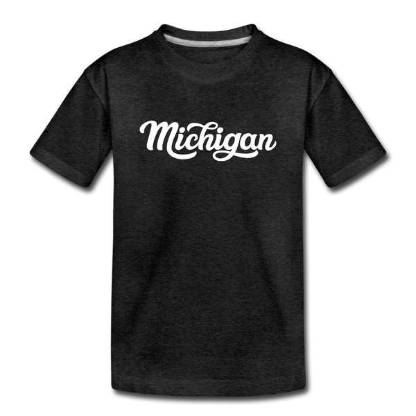 Michigan Youth T-Shirt - Hand Lettered Youth Michigan Tee - charcoal gray