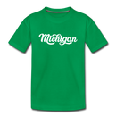 Michigan Youth T-Shirt - Hand Lettered Youth Michigan Tee - kelly green
