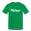 Michigan Youth T-Shirt - Hand Lettered Youth Michigan Tee - kelly green