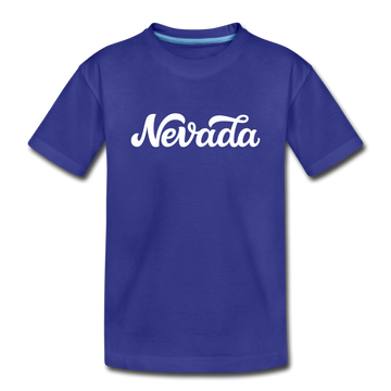 Nevada Youth T-Shirt - Hand Lettered Youth Nevada Tee - royal blue