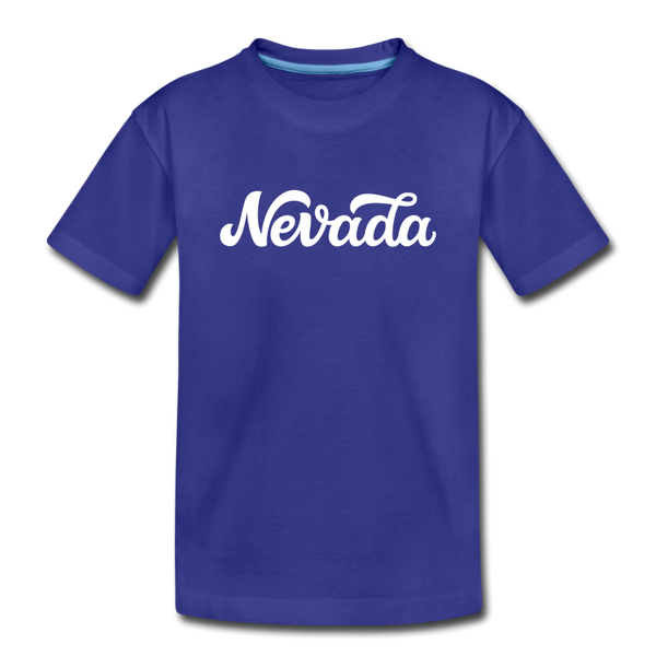 Nevada Youth T-Shirt - Hand Lettered Youth Nevada Tee - royal blue