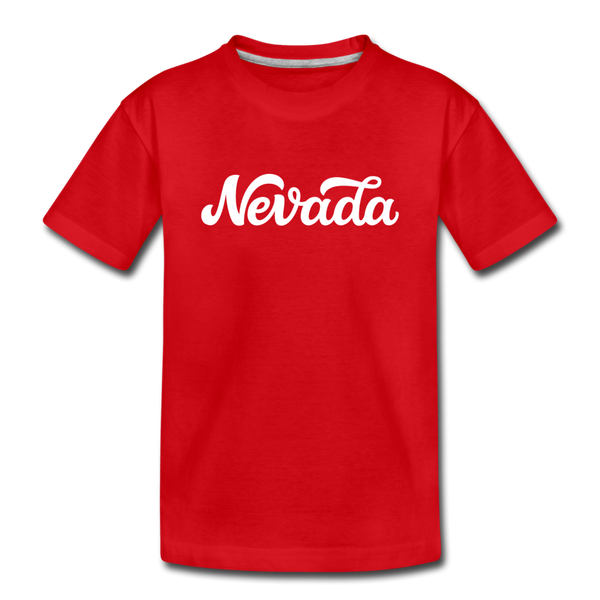 Nevada Youth T-Shirt - Hand Lettered Youth Nevada Tee - red