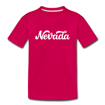 Nevada Youth T-Shirt - Hand Lettered Youth Nevada Tee - dark pink