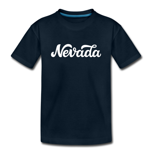 Nevada Youth T-Shirt - Hand Lettered Youth Nevada Tee - deep navy