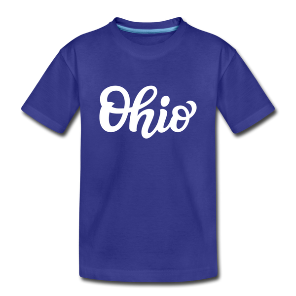 Ohio Youth T-Shirt - Hand Lettered Youth Ohio Tee - royal blue