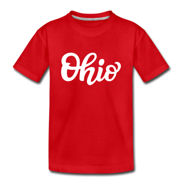 Ohio Youth T-Shirt - Hand Lettered Youth Ohio Tee - red