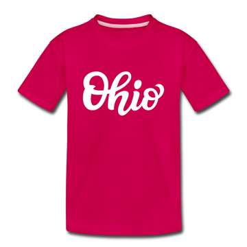 Ohio Youth T-Shirt - Hand Lettered Youth Ohio Tee - dark pink