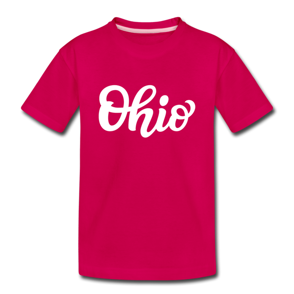 Ohio Youth T-Shirt - Hand Lettered Youth Ohio Tee - dark pink