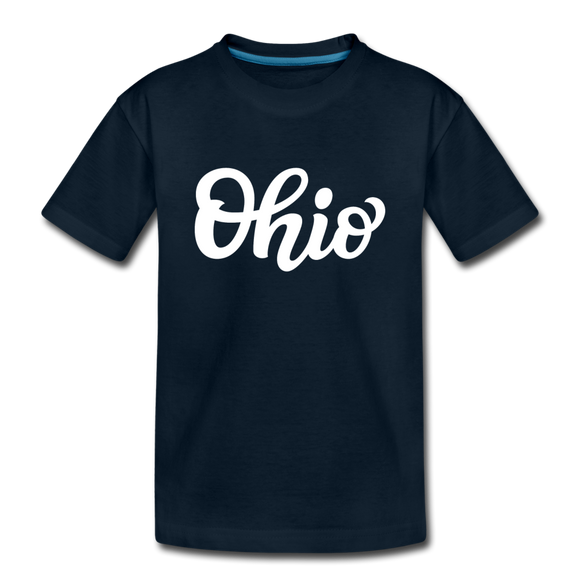 Ohio Youth T-Shirt - Hand Lettered Youth Ohio Tee - deep navy
