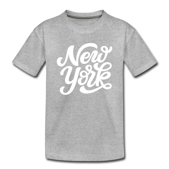 New York Youth T-Shirt - Hand Lettered Youth New York Tee - heather gray