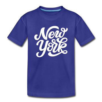 New York Youth T-Shirt - Hand Lettered Youth New York Tee - royal blue