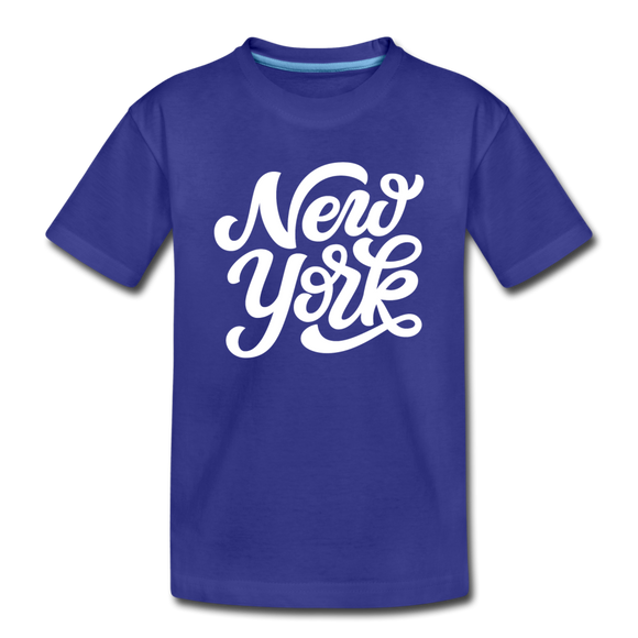 New York Youth T-Shirt - Hand Lettered Youth New York Tee - royal blue