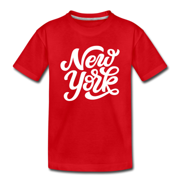 New York Youth T-Shirt - Hand Lettered Youth New York Tee - red