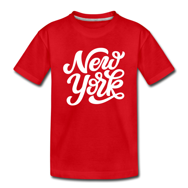 New York Youth T-Shirt - Hand Lettered Youth New York Tee - red