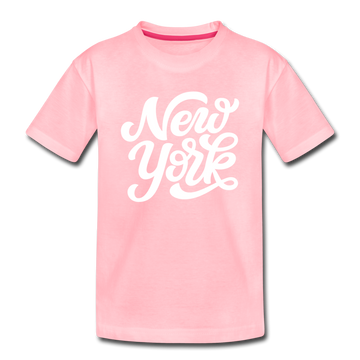 New York Youth T-Shirt - Hand Lettered Youth New York Tee - pink
