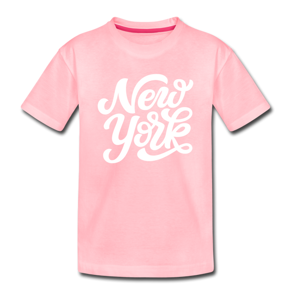 New York Youth T-Shirt - Hand Lettered Youth New York Tee - pink