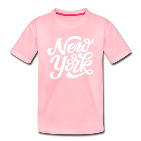 New York Youth T-Shirt - Hand Lettered Youth New York Tee - pink
