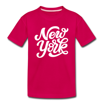 New York Youth T-Shirt - Hand Lettered Youth New York Tee - dark pink