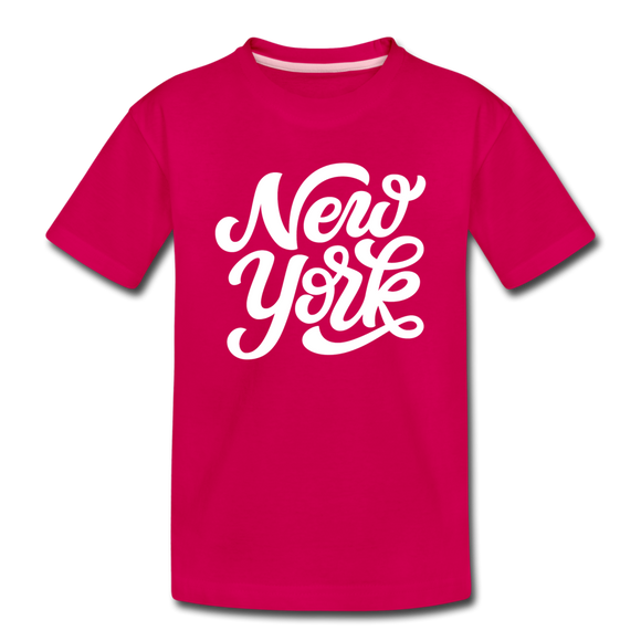 New York Youth T-Shirt - Hand Lettered Youth New York Tee - dark pink
