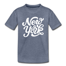 New York Youth T-Shirt - Hand Lettered Youth New York Tee - heather blue