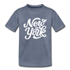 New York Youth T-Shirt - Hand Lettered Youth New York Tee - heather blue