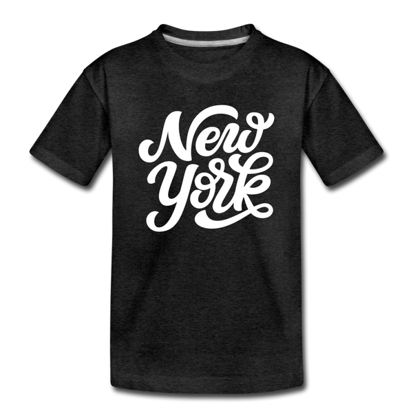 New York Youth T-Shirt - Hand Lettered Youth New York Tee - charcoal gray