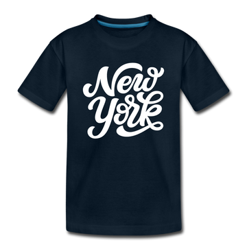 New York Youth T-Shirt - Hand Lettered Youth New York Tee - deep navy