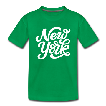 New York Youth T-Shirt - Hand Lettered Youth New York Tee - kelly green