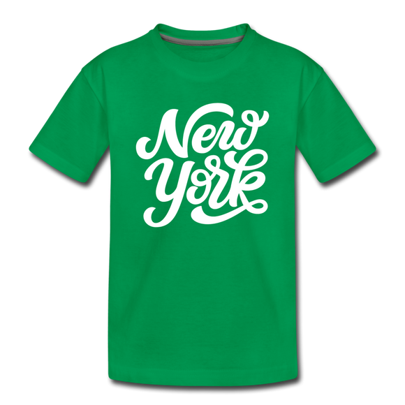 New York Youth T-Shirt - Hand Lettered Youth New York Tee - kelly green
