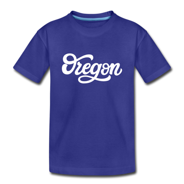 Oregon Youth T-Shirt - Hand Lettered Youth Oregon Tee - royal blue